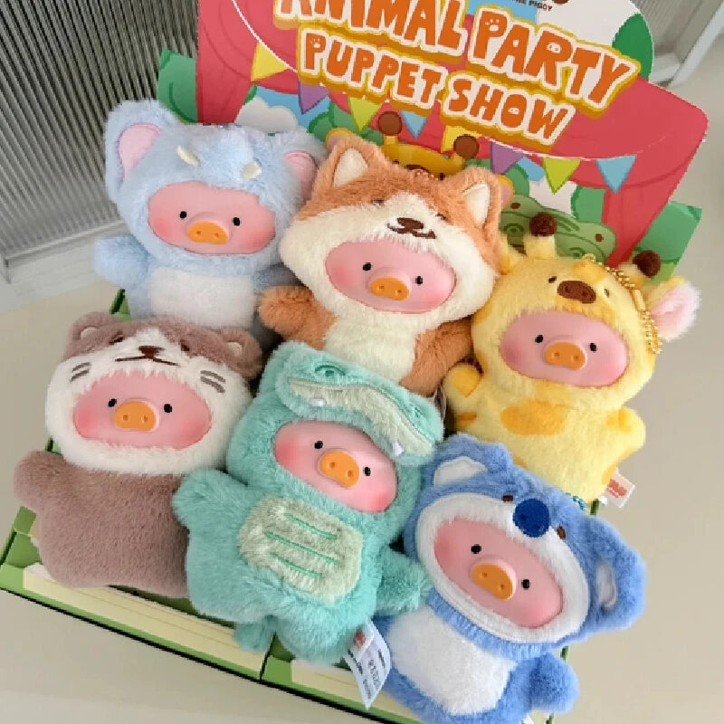 Blind Box Lulu Pig Animal Party Puppet Show Forest Theater Series Plush Blind Box Cute Lulu Pig Plush Doll Pendant Finger Doll